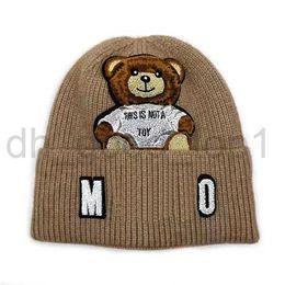 Designer Moschino brodé tissé manchette beancap chapeau d'hiver ours tricoté chapeau bonnet de haute qualité en peluche casquette nouveau polo calotte chapeau 4 OIJQ