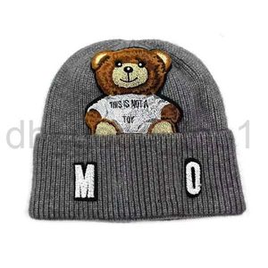 Designer Moschino brodé tissé manchette beancap chapeau d'hiver ours tricoté chapeau bonnet haute qualité en peluche casquette nouveau polo calotte chapeau 3 YLJC