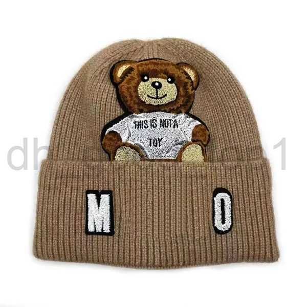 Designer Moschino brodé tissé manchette beancap chapeau d'hiver ours tricoté chapeau bonnet de haute qualité en peluche casquette nouveau polo calotte chapeau 4 OIJQ