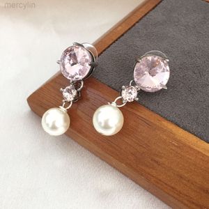 Designer Mui Mui Jewelry Miaos New Crystal Pearl Earrings Diamond Fashion Sweet Elegant Zircon