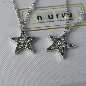 Ontwerper Mui Mui Sieraden Miaos Nieuwe ketting Dames Bracelet Star Set Diamant Pearl Zoet Temperament Ins Wind Pentagon Vormige sleutelbeenketting