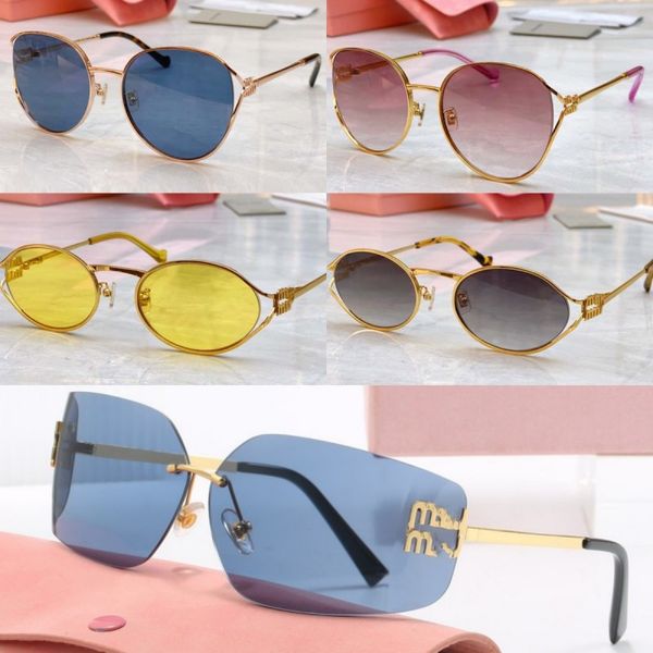 Luxury Men Mui Mui Lunettes de soleil Femmes Pink Miui Sun Gerres Designer Femme Round Verres ovales Voyage de la mode Men de lunettes Polarisé J7V5 #