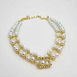 Diseñador Multicapa Pearl Rhinestone Luxury Clavicle Cadina Collares Pearl Pearl Collares de boda de mujeres