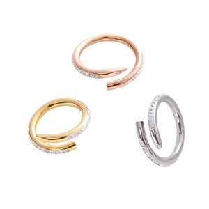 Anillo de uñas de diseñador Joyería de lujo para automóviles Anillos de amor midi para mujeres Aleación de acero de titanio Moda Clásico Acero de titanio Oro Plata Color rosa Tamaño 5-10