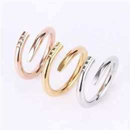 Diseñador de uñas anillo de oro rosa anillo de uñas para hombre y para mujer moda diseño de joyería de acero inoxidable personalidad creativa pareja engagementm250K