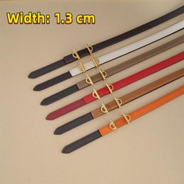 Diseñador Cinturas estrechas de cuero genuino para mujeres Hombres Corquía Ancho de cinturón 1,3 cm Accesorios diarios 6 colores