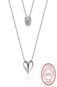 Designer ketting 925 Sterling zilveren dubbele lagen sleutelbeen ketting cz loveheart hanger voor vrouwen bruiloftsfeestje sieraden cadeau257936701