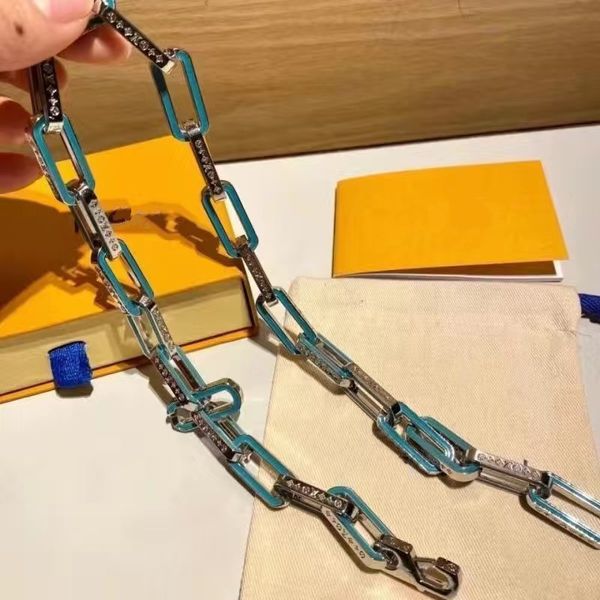 chaînes de collier de créateurs pour hommes colliers colliers designers bijoux pour hommes chaîne à maillons en argent orange collier cadeau de fête avec boîte