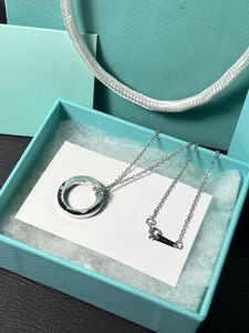 designer ketting klassieke dubbele ring kettingen letters exquise high-end mode persoonlijkheid trend mannen en vrouwen rose goud sliver verjaardagscadeau goed leuk met doos