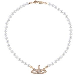 Collier de créateur Classic Fashion Pendentif Jewelry Gold Silver Rose Collar chaîne Couple Couple de fête Gift Saturn Pearl Chain 249W