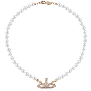 Collier de créateur Classic Fashion Pendentif Jewelry Gold Silver Rose Collar chaîne Couple Couple de fête Gift Saturn Perle Chain 324Z