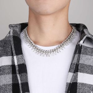 Collier de créateur Lien cubain Épine pour hommes Cuba Collier personnalisé Rivet Spike Hip Hop Chaîne Hommes et Femmes Creative Nouveau produit 20mm de large Collier Hommes Bijoux