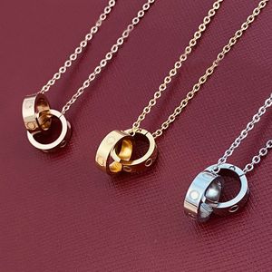 Designer Collier Designers Bijoux Gold Silver Double Ring Christmas Gift Cjeweler Mens Woman Diamond Love Love Pendant Colliers
