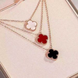 Collier de créateur pour femmes bijoux haut de gamme incolores et polyvalents avec un cadeau de port double édition en trèfle pour petite amie et meilleur ami 8p3n