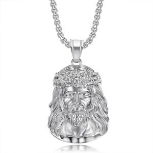 Collier de créateur Collier religieux hip hop titane en acier or plaqué diamant jesus pendentif collier