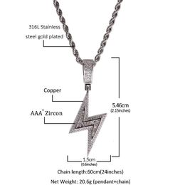 Collier de créateur Hip Hop Mens à la mode Zircon Lightning Pendant Personnalité Niche Diamond Inlaid Copper Material Pendant Collier Pendard