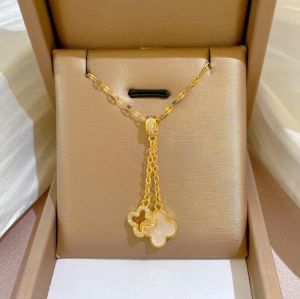 Collier de créateur bijoux 4 trèfle pendentif colliers nacre vert fleur collier lien chaîne pour femmes cadeau