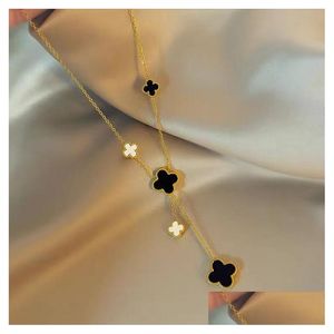 Collar de diseñador Joyería 4 Hojas Trébol Collares pendientes Pulsera Pendiente de oro Sier Madre de perla Flor verde Cadena de eslabones F DHJSF