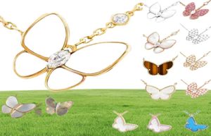 Designer ketting sieraden mode mode grote vlinder hanger vrouwen witte diamant roze goud zilveren roze paarse kettingen voor tienermeisjes 4783767