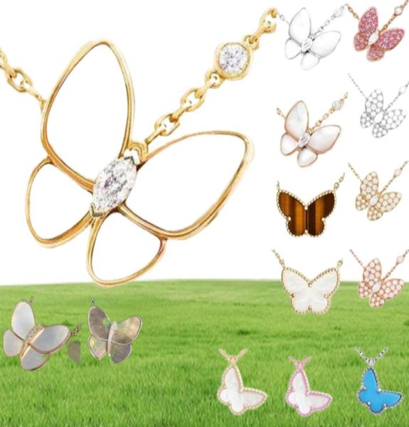 Collier de créateur Bijoux Fashion Big Butterfly Pendant Femmes White Diamond Rose Rose Gol Silver Rose Purple Colliers pour les adolescentes 7289221