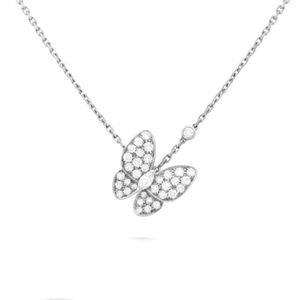 Collier de créateur bijoux deux colliers de pendentif papillon pour les femmes en or rose diamant rouge bule blanc coque en acier inoxydable en platine cadeau en gros
