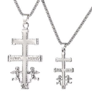 Collier de créateur bijoux de luxe Catholic Caravaca crucifix orthodoxe russie croix pendentif avec chérub ange chrétien