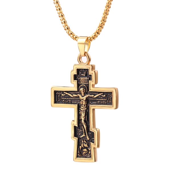 Collar de diseñador Joyería de lujo Cristiano Ortodoxo Crucifijo Jesús Cruz Colgante Oración Grandes Hombres Mujeres