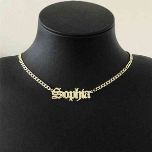 Designer Collier Bijoux De Luxe Personnalisé Ancien Nom Anglais Pour Femmes Hommes Or Rose Argent Couleur Acier Inoxydable Chaîne Cubaine Personnalisé Gothi