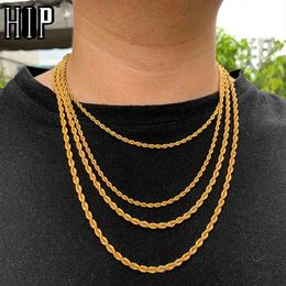 Designer Ketting Luxe Sieraden Hip Hop Breedte 3mm 4mm 5mm Touw Ketting Twisted Gold Silver Color 316L roestvrij staal voor vrouwen Mannen