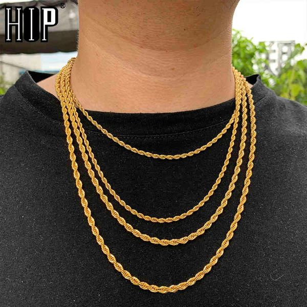 Collar de diseñador Joyería de lujo HIP Hop Ancho 3 mm 4 mm 5 mm Cadena de cuerda Trenzado Oro Plata Color 316L Acero inoxidable para mujeres Hombres