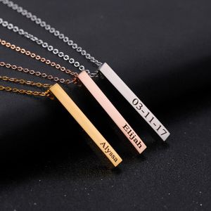 Designer Ketting Luxe Sieraden Gepersonaliseerde Verticale Bar Vriendschap Afstuderen Gift Moeders Dagidee Naam Vrouwen