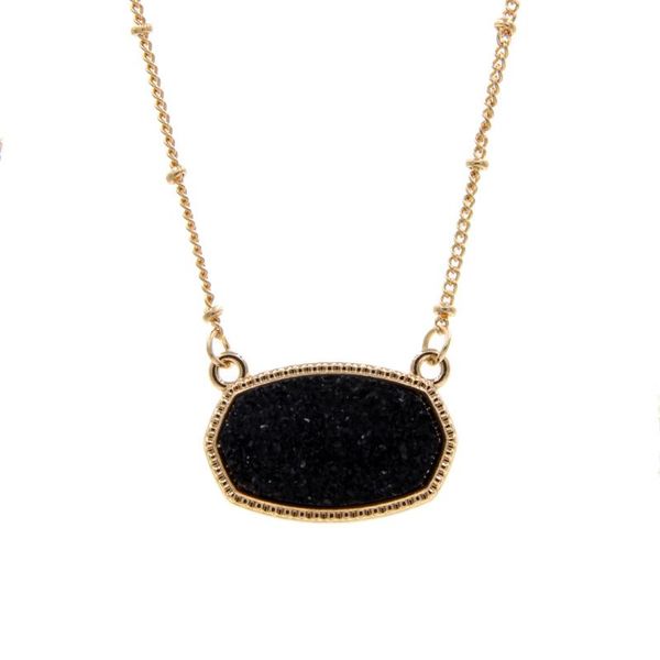 Collier de créateur Colliers pendants Résine OVAL DRUZY Collier Couleur Chaîne Drusy Hexagon Style Luxury Designer Brand Fashion Bielry Forful Fomen Heart Collier 897