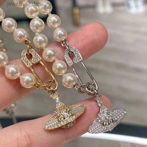Designer ketting premium pin Pearl hanger 925 zilveren volle diamant planeet choker sleutelbeen ketting voor vrouwen