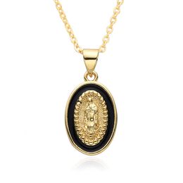 Collier de créateur Pendre d'huile religieuse pendentif ovale bijoux de femmes Jésus Marie Collier