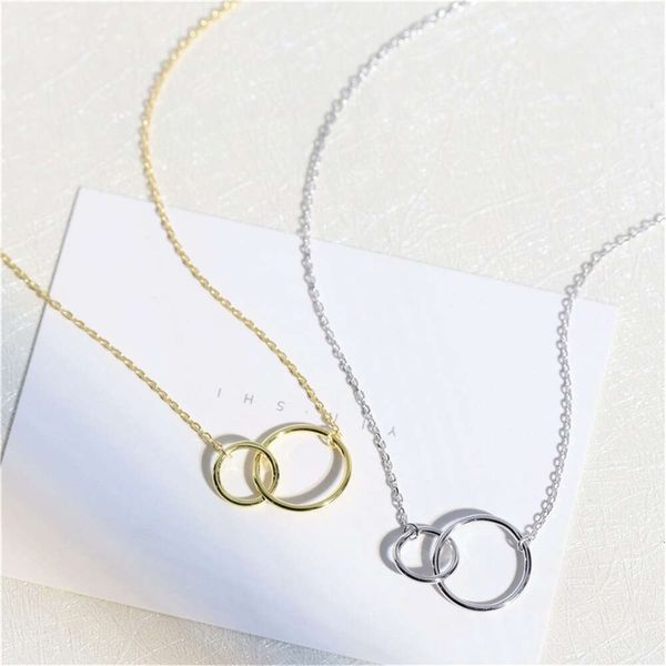 Collier de designer S925 Collier d'amour en argent sterling avec Cross Double Loop 18K Rose Gold Chain Gift