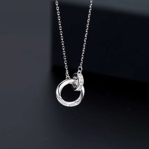 Designer ketting S925 Sterling Silver Double Ring Clasp ketting Damesring Diamant Kruisketen Gift voor vriendinnen