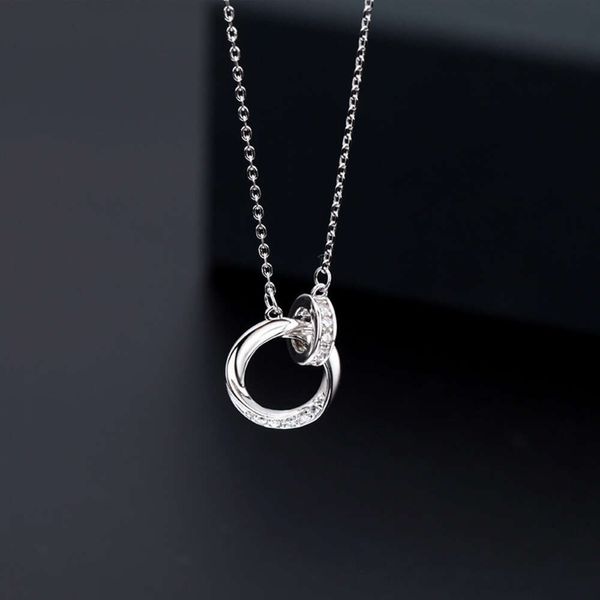 Collier de designer S925 Collier à double bague en argent sterling