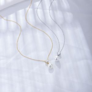 Collier de créateur S925 en argent sterling en forme de coeur collier de perles de zircon pour la chaîne de clavicule des femmes bijoux en argent, petits cadeaux de conception de luxe
