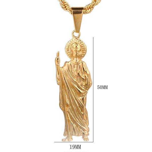 Collier de designer titane en acier gold dieu plaqué Jéhovah Jésus Shepherd Pendant