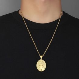 Collier de créateur titane en acier hip-hop pour hommes or jesus collier pendentif style rue à la mode partout accessoires en acier inoxydable