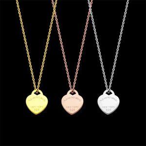 Collier de créateur en acier titane tiff, pendentif coeur d'amour, bijoux de luxe