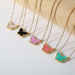 Collier de créateur Vanca Luxury Gold Chain Luxury Colore Butterfly Pendant Collier pour femmes exquises et beaux bijoux