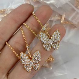Collier de créateur Vanca Luxury Gold Chain épais 18 carats Gold Full Diamond Butterfly Collier High Beautiful