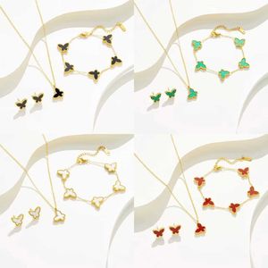 Collar de diseñador Vanca Vanca Cadena de oro de lujo Juego de piezas de mariposa de estilo de mariposa Minimalista Collar de mariposa Juego de pulseras