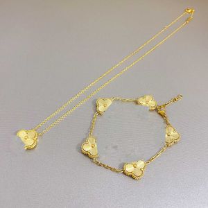 Collier de créateur Vanca Chaîne en or de luxe et bracelet de collier de fleurs à quatre feuilles de haute qualité