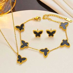 Collar de diseñador Vanca Vanca Diseño de cadena de oro Luxury Mariposa Fritillaria Fritillaria Lucky Five Flower Bracelet Pendientes de 18K