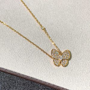 Collier de créateur Vanca Luxury Gold Chain V Golden Butterfly Precision High Beau Luxury Elegant et High Grade Feel Full Diamond Collar Chain pour les femmes