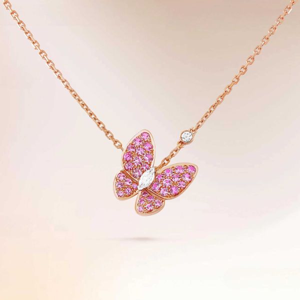 Collier de créateur Vanca Luxury Gold Chain 18K Rose Gol Butterfly White Fritillaria Clavicule Chaîne Femme Femme Simple et élégant Collier Collier Valentin Gift