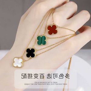 Collier de créateur Vanca rpels quatre feuilles collier de graminées fleurines fleur à double face red agate épais 18 km rose or fritillaria vivant r9Uy