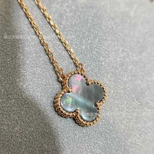 Designer ketting VanCF ketting Luxe diamanten agaat 18k goud Sterling grijze klaver ketting verguld met rosé goud Natuurlijke grijze hangerketting Precisie